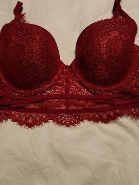 La SENZA Red Lace Longline Push-Up Bra